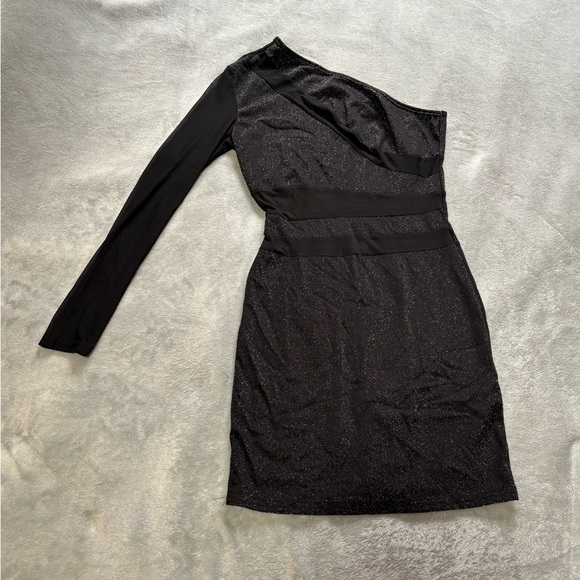 NWT One Shoulder Glitter Bodycon Dress - Picture 1 of 4